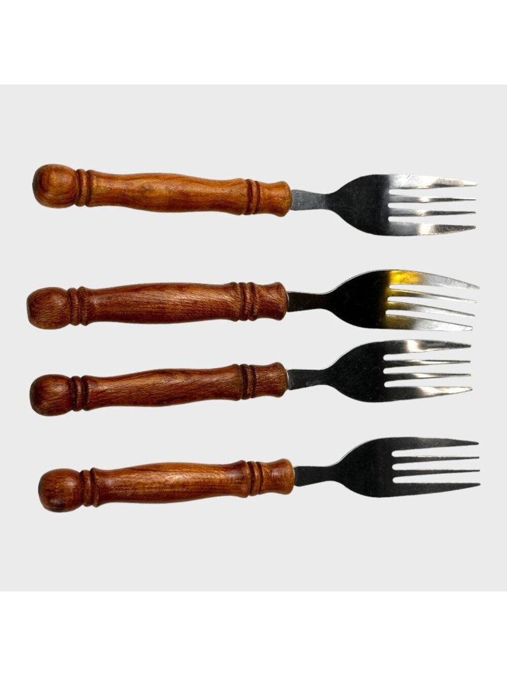 Vintage Old Homestead Wood Handle Stainless Steel Salad Fork Set 4 VGVC Rustic K